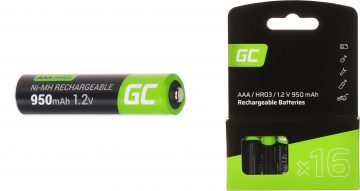 AKUMULAATORID AKU-AAA-950/GC*P16 1,2V Ni-MH HR03, AAA Green Cell AKUMULAATORID AKU-AAA-950/GC*P16 1,2V Ni-MH HR03, AAA Green Cell