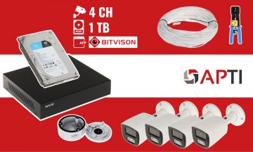 MONITORINGA KOMPLEKTS APTI-NVR09-4IPCB 4 KAMERAS + DVRMONITORINGA KOMPLEKTS APTI-NVR09-4IPCB 4 KAMERAS + DVR