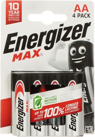 SĀRMU AKUMULATORU BATERIJA BAT-AA/E-MAX*P4 1.5 V LR6 (AA) ENERGIZER