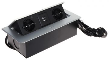 LIZDŲ BLOKAS BALDAMS FPS-2S2U/KABELIS (2 LIZDAI + 2 USB)