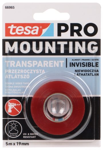DIVPUSĒJA MONTĀŽAS LENTE MOUNTING-PRO/TRANSPARENT/5X19 TESA