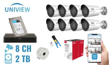 MONITORINGA KOMPLEKTS UNV-NVR08-8IPCB 8 KAMERAS + DVR UNIVIEW