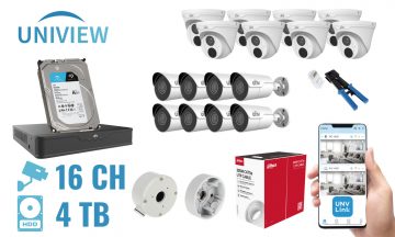 MONITORINGA KOMPLEKTS UNV-NVR16-16IPCBT 16 KAMERAS + DVR UNIVIEW