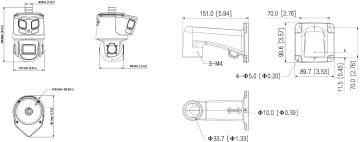 VÄLIS-IP-ROTARY-KAAMERA SDT3E410-8P-MB-A-PV1 PANORAMIC TiOC WizSense Smart Dual Light - 3,7 Mpx, 8 Mpx 4 ... 40 mm, 2 X 2,8 mm DAHUA