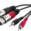 Audio savienojuma kabelis 2 x RCA kontaktdakša uz 2 x XLR ligzdu MCA-127J 1m