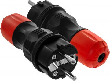 Getfort pistik IP54, 2p+Z, 16A, must punase mutriga