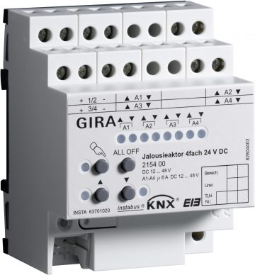 Привод жалюзи GIRA 4x 24 В постоянного тока KNX 215400