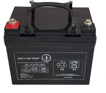 PowerBat CBE 12V 33Ah dziļa cikla gēla akumulatorsPowerBat CBE 12V 33Ah dziļa cikla gēla akumulators