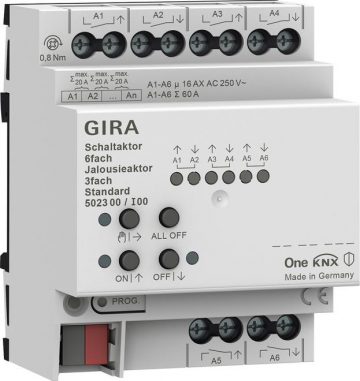 Реле/актуатор замка GIRA 6x/3x 16 A KNX ONE стандарт 502300 Реле/актуатор замка GIRA 6x/3x 16 A KNX ONE стандарт 502300