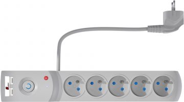 Getfort 5P 1,5 m USB pelēks strāvas adapteris