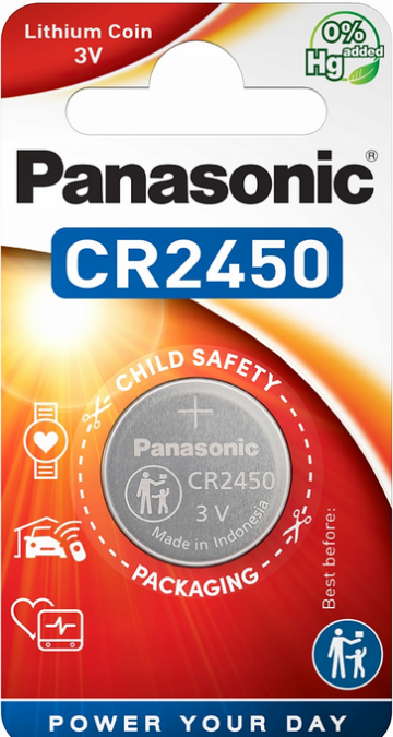 Akumulators CR2450 1BL PANASONIC 3V 620mAh (1 gab.)Akumulators CR2450 1BL PANASONIC 3V 620mAh (1 gab.)