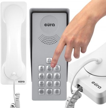 EURA ADP-36A3 'INGRESSO BIANCO' durvju tālrunis - 1 ģimenes, āra kasete ar tastatūru