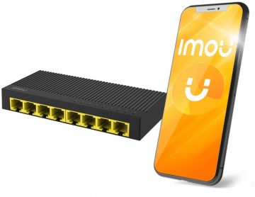 Komutators Imou 8 pieslēgvietu SG108C plastmasas korpuss