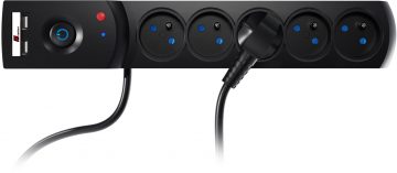 Getfort strāvas sloksne 5P 5m Black USBGetfort strāvas sloksne 5P 5m Black USB