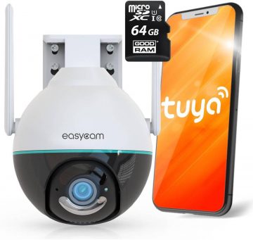 Уличная PTZ-камера EasyCam с Wi-Fi Tuya 3MP EC-3PT8L + карта памяти Goodram 64 ГБ Уличная PTZ-камера EasyCam с Wi-Fi Tuya 3MP EC-3PT8L + карта памяти Goodram 64 ГБ