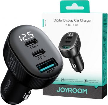 Joyroom auto lādētājs JR-CCD04 30W 4A 2x USB-C 1x USB-A PD QC 3.0