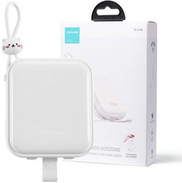 Внешний аккумулятор Joyroom Cutie Series JR-L008 10000 мА·ч 22,5 Вт PD QC с кабелями 1x USB-A 1x USB-C, белый