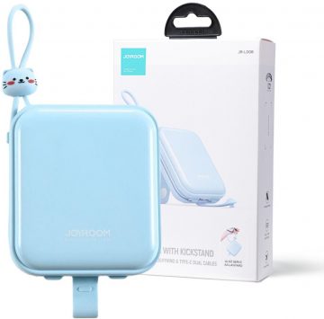 Внешний аккумулятор Joyroom Cutie Series JR-L008 10000 мА·ч 22,5 Вт PD QC с кабелями 1x USB-A 1x USB-C, синий Внешний аккумулятор Joyroom Cutie Series JR-L008 10000 мА·ч 22,5 Вт PD QC с кабелями 1x USB-A 1x USB-C, синий