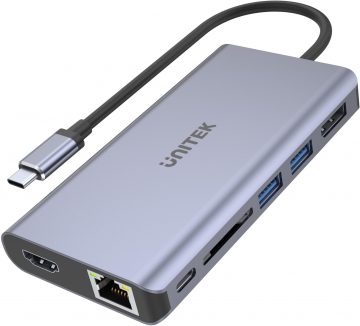 Adapteris Unitek D1056A Hub USB-C 2x USB 3.1 HDMI DP RJ45 readerSDAdapteris Unitek D1056A Hub USB-C 2x USB 3.1 HDMI DP RJ45 readerSD