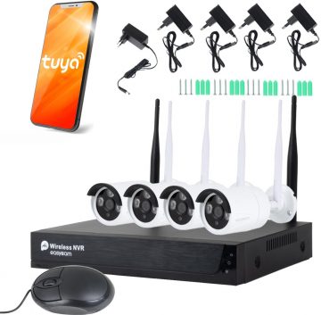 EasyCam Wi-Fi bezvadu uzraudzības komplekts 4 5Mpx kamerasEasyCam Wi-Fi bezvadu uzraudzības komplekts 4 5Mpx kameras