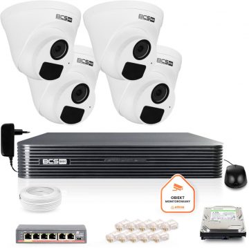 BCS Basic IP novērošanas komplekts 4x BCS-B-EIP12FR3(2.0) kamera DVR ar 1TB cieto diskuBCS Basic IP novērošanas komplekts 4x BCS-B-EIP12FR3(2.0) kamera DVR ar 1TB cieto disku
