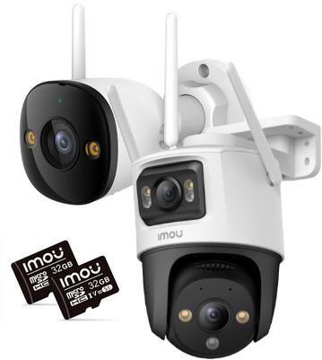 2 Imou bullet 3 5MP ja Cruiser Dual 10MP IP-kaamera komplekt 32 GB mälukaartidega2 Imou bullet 3 5MP ja Cruiser Dual 10MP IP-kaamera komplekt 32 GB mälukaartidega