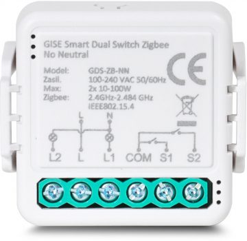 GISE Smart Dual Relay Module (bez N) Zigbee | Tuya | GDS-ZB-NNGISE nutikas kahe relee moodul (bez N) Zigbee | Tuya | GDS-ZB-NN