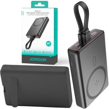 Joyroom Powerbank JR-PBM01 10000mAh 20W 1x USB-C 2x Lightning melns + kabelis