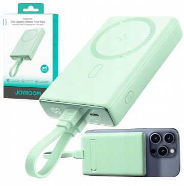Joyroom Powerbank JR-PBM01 10000mAh 20W 1x USB-C 2x Lightning green + kabelis