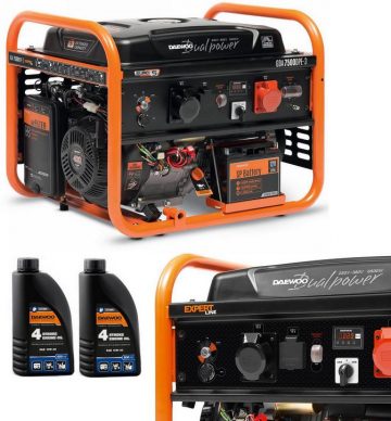 DAEWOO ĢENERATORS GDA 7500DPE-3 6,5kW + 2x ENERATORU NAFTAS SAE 10W-30 DWO 600