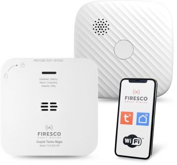 FIRESCO detektoru komplekts oglekļa monoksīda + dūmu detektors ar WiFiFIRESCO detektoru komplekts oglekļa monoksīda + dūmu detektors ar WiFi
