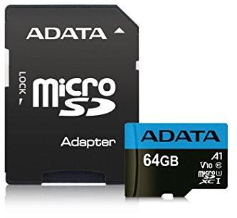 Adata microSD Premier 64GB UHS1/CL10/A1 + adapterisAdata microSD Premier 64GB UHS1/CL10/A1 + adapteris