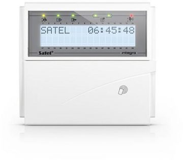 SATEL LCD klaviatūra (balta šviesa, 125 kHz bekontaktis kortelių skaitytuvas) INT-KLCDR-W