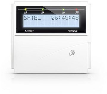 ЖК-клавиатура SATEL с бесконтактным считывателем карт 125 кГц (белая подсветка, белый корпус) ACCO-KLCDR-W