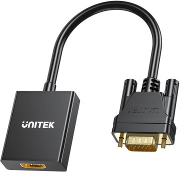 Uniteki VGA-HDMI-FullHD-adapter, must, 15 cmUniteki VGA-HDMI-HDMI-FullHD-adapter, must, 15 cm