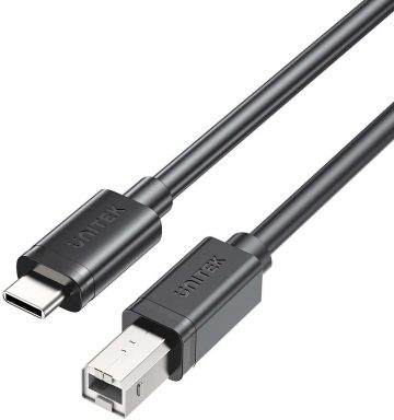 Unitek USB C uz USB B 2.0 printera kabelis melns 5mUnitek USB C uz USB B 2.0 printera kabelis melns 5m