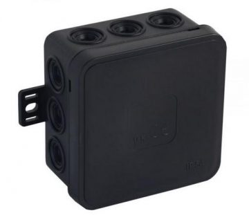 Virsmas kaste tukša 12 ieplūdes atveres VIPLAST V5 klik melna IP54 75x75x41mm 035-05
