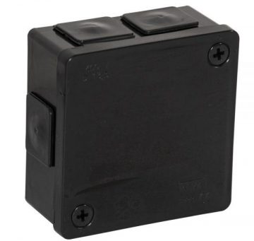Virsmas kaste ar spailēm 6 ieplūdes atverēm VIPLAST VP-22 BLACK IP55 86x86x40mm 022-55