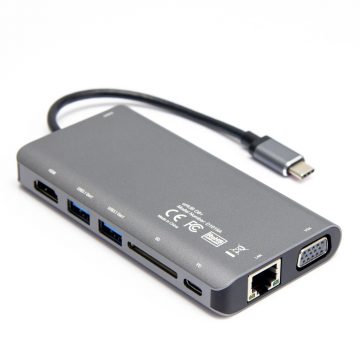 Unitek D1019B USB-C 3.1 8-ühes 100 W toiteallikas Unitek D1019B USB-C 3.1 8in1 tsentriühendus 100 W toiteallikaga