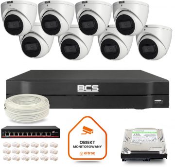 Комплект видеонаблюдения BCS Line IP с 8 камерами BCS-L-EIP14FSR3-AI1 Гравер с жестким диском на 1 ТБ