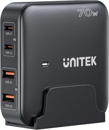 Unitek GaN 70W laualaadija 2xUSB-A 2xUSB-CUnitek GaN 70W laualaadija 2xUSB-A 2xUSB-C