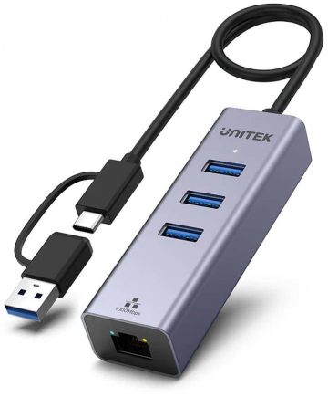 Unitek Hub USB C 4in1 Ethernet 3 x USB A 5 Gbps või USB A adapter Unitek Hub USB C 4in1 Ethernet 3 x USB A 5 Gbps või USB A adapter