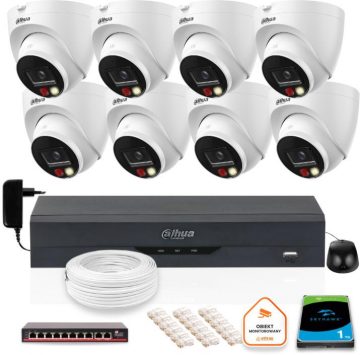 8 Dahua 8mpx IP kameru komplekts IPC-HDW1839T-A-IL-0280B-S6 + DISK 1TB