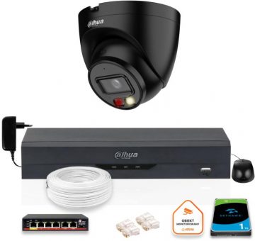 Dahua IP kamera 4mpx IPC-HDW1439V-A-IL-BLACK + DISK 1TB komplekts