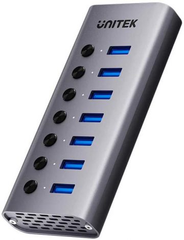 Unitek Hub USB A 3.0 7in1, 5Gbps ar pieslēgvietu pārslēdzējiemUnitek Hub USB A 3.0 7in1, 5Gbps ar pieslēgvietu pārslēdzējiem