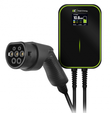 ELEKTROMOBIĻU UZLĀDZĒJS Green Cell WALLBOX EV POWERBOX 22kW 2. TIPA (6m) 3-FAZ EV14