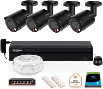 DAHUA IP novērošanas komplekts 4x IPC-HFW2849S-S-IL-0280B-BLACK 8MPX kameraDAHUA IP novērošanas komplekts 4x IPC-HFW2849S-S-IL-0280B-BLACK 8MPX kamera