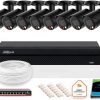 DAHUA IP novērošanas komplekts 8x kamera IPC-HFW2849S-S-IL-0280B-BLACK 8MPX
