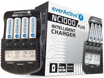Procesora lādētājs AA / AAA uzlādējamām baterijām everActive NC-1000 PLUSProcesora lādētājs AA / AAA uzlādējamām baterijām everActive NC-1000 PLUS