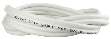Koaksiālais kabelis ar barošanas avotu videonovērošanai WHITE K60+2x0.5mm2 GETFORT 1mKoaksiālais kabelis ar barošanas avotu videonovērošanai WHITE K60+2x0.5mm2 GETFORT 1m